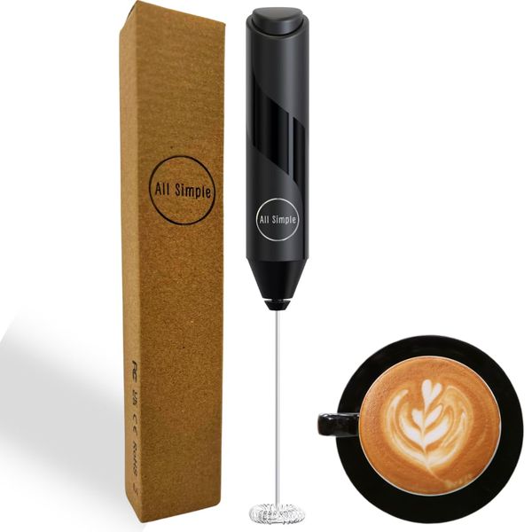 All Simple Milk Frother Handheld, Battery Powered Drink Mixer for Matcha Coffee, Electric Portable Whisk Drink Mixer Mini Foam Maker for Hot Chocolate Frappe Latte