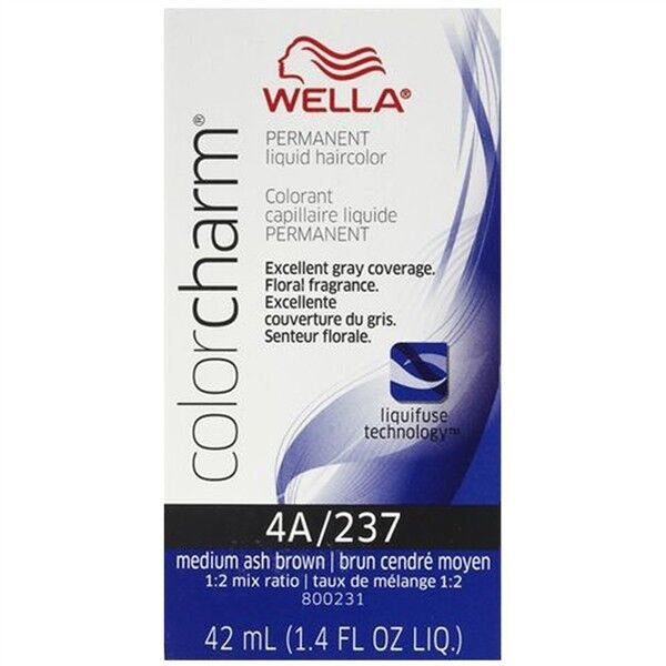SALON HAIR WELLA COLOR CHARM PERMANENT DYE LIQUID 4A/237 MEDIUM ASH BROWN