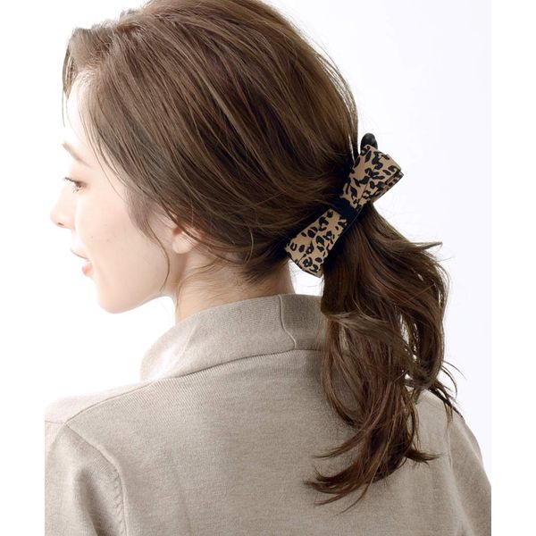 [ヴxante-nu] vingtaine Leopard Pattern Ribbon Banana Clip h – 185 