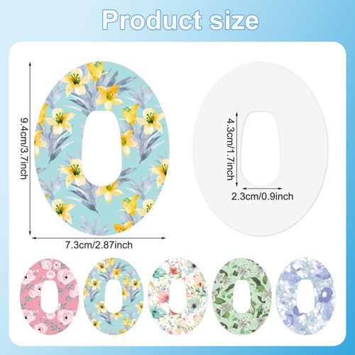 25pcs Adhesive Patch for Dexcom G6, Waterproof Adhesive Overpatches Breathable Sweatproof Sensor Cover Colorful Floral Sensor Tape Sensor Stickers Sensor Protector for Dexcom G6