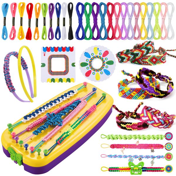 Ophy Friendship Bracelet Making Kit, Toys for Girls Ages 7 8 9 10 11 12 Year Old DIY Friendship Bracelet Arts and Craft Kit Girls Birthday Gift Bracelet Making Kits for Kids with 40 Pre-Cut Threads