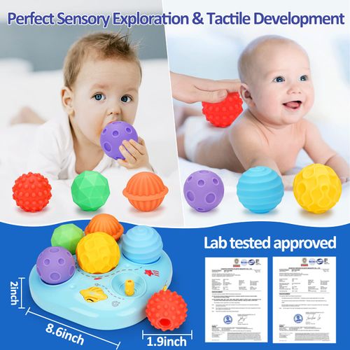 Baby Musical Light Up Toys Baby Ball Sensory Montessori Toys for Babies 6-12 12-18 Months Tactile Sleep Aid Tummy Time Developmental Fine Motor Soother Infant Toddler 1 2 Year Old Boys Girls Gifts