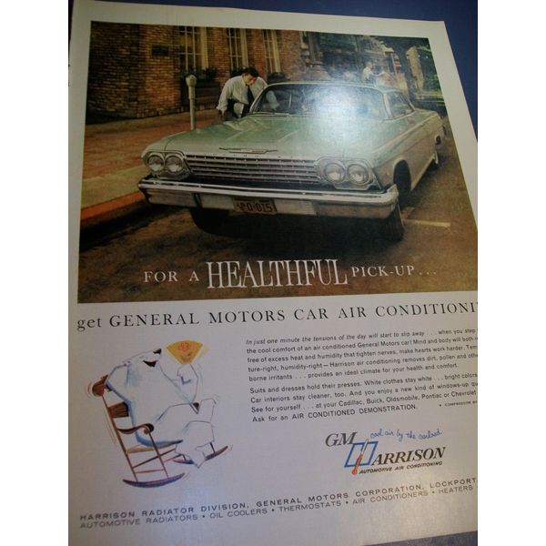 1962 Chevy Impala lrg-mag Harrison car air conditioning ad -"healthful pick-up"