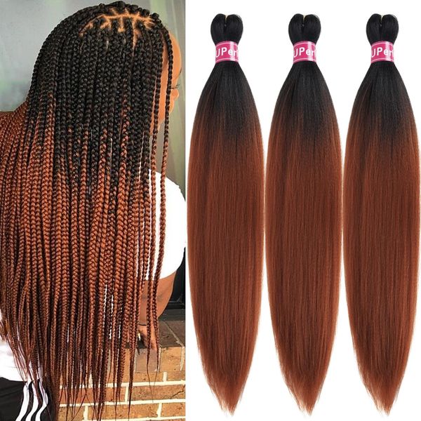 UPerfe Kanekalon 1b/30 Brown Ombre Braiding Hair Extensions: Pre-Stretched, Knotless Jumbo Colored Hair, 24 inch 3 Bundles