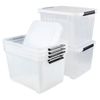 50 L Plastic Lidded Storage Bin, 6 Pack Clear Latching Storage Box with Wheels