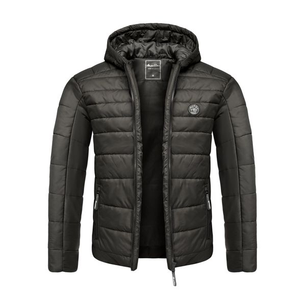 Amaci&Sons Men's Quilted Outdoor Basic Patch Jacket 9109, black