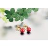Aizu Lacquerware Coral Lacquer Lacquer (Lacquer, Hand-painted) (Earrings (Bra) Small Balls)