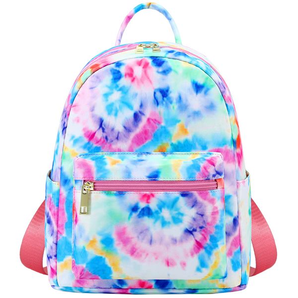 Girls Mini Backpack Womens Small Backpack Purse Teens Cute Tie Dye Travel Backpack Casual School Bookbag (Blue)