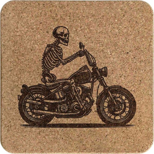 'Skeleton Riding A Motorcycle' Square Cork Trivet/Pot Stand (TR00027577)
