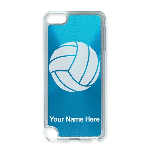 Case Compatible with iPod Touch 5th/6th/7th Generation, Volleyball Ball, Personalized Engraving Included (Light Blue)