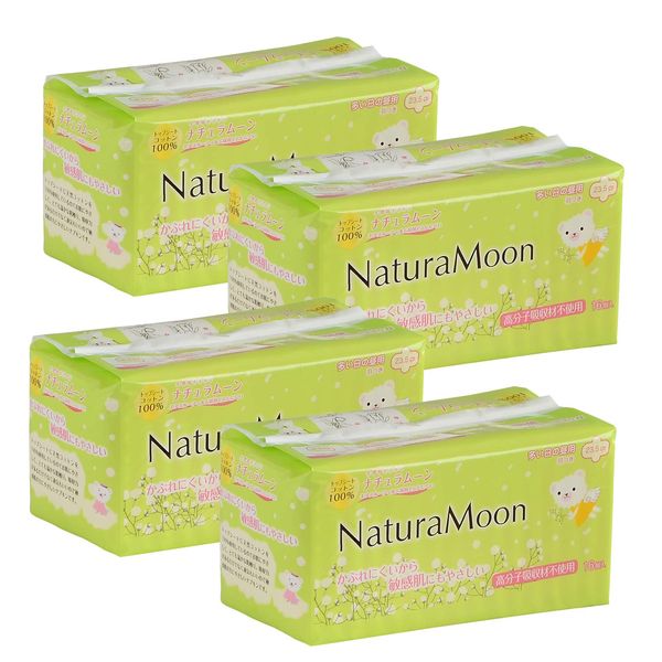 NaturaMoon Sanitary Napkins, For Most Day Daytime (With Wings), Set of 16 x 4 Packs, Non-Polymer Absorbent, Non-Polymer, Disposable Cloth Napkins, Quasi Drug