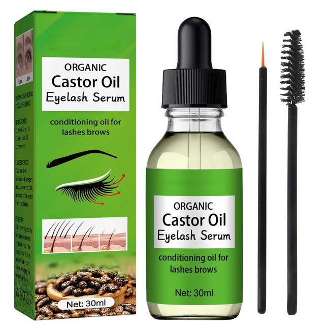 Castor Oil for Eyelashes and Eyebrows, Castor Oil Eyelash Serum, Strengthen Eyelashes Longer and Thicker, 100% Cold Pressed Organic Castor Oil, Castor Oil for Hair Face, Skin and Body Moisturizer