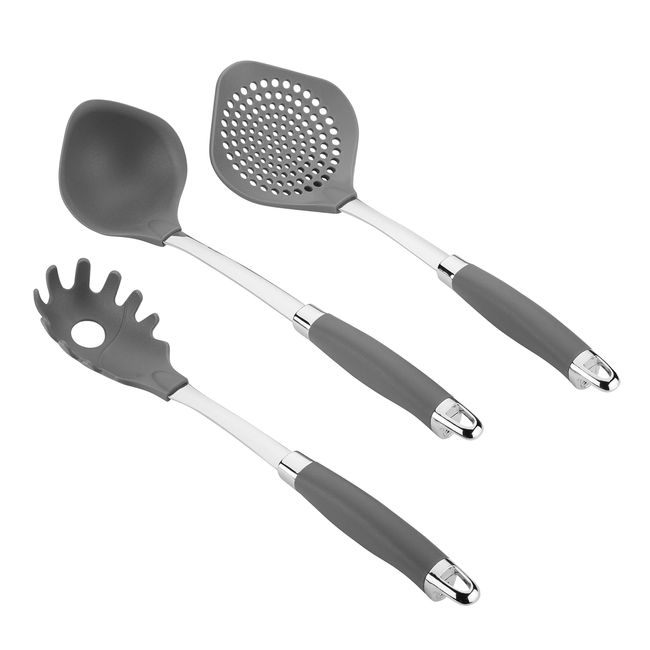 Anolon Gadgets Utensil Kitchen Pasta Cooking Tools Set, 3 Piece, Graphite Gray