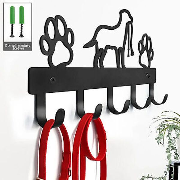 Dog Leash Holder Wall Mount Walking Lead Hanger Key Hook Steel Rack Organizer