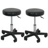 Set of 2 Black Leather Swivel Round Adjustable Barstools Chairs Counter Stools