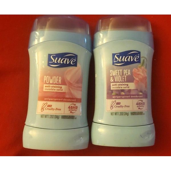 4  PACK SUAVE  POWDER & SWEET PEA & VIOLET   INVISIBLE SOLID  48H PROTECTION