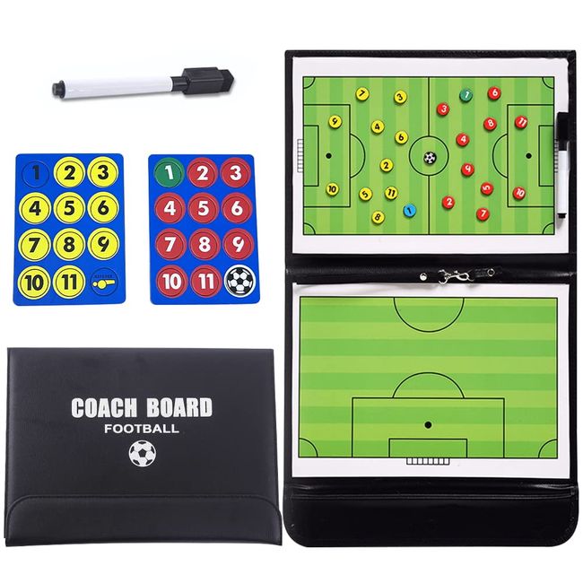 Taktiktafel Fußball Zubehör, Tragbar Trainer Taktikmappe Fußball Coachen Trainer Taktikfolie Fussball Basketball Faltbares Fußball Magnetic Taktikbrett Coach Board mit Marker Stift Radiergummi