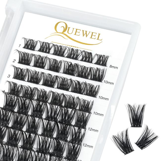 Individual Lashes QUEWEL DIY Cluster Lashes Individual Eyelashes C Curl Eyelashes Individual Volume False Eyelashes Soft & Light Segmented Eyelashes For Makeup Home Use(Honey01-C-MIX8-16mm)