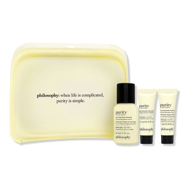 Philosophy Skincare 4pcs Purity Deluxe Samples Gift Set Yellow soft Gel Bag