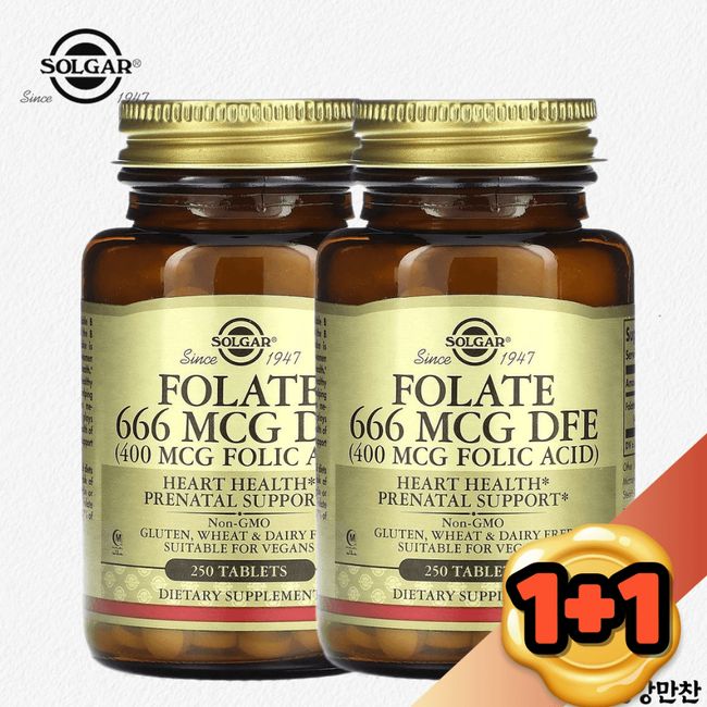 [1+1] Solgar Folate 400mcg 250 Tablets, 400mcg DFE