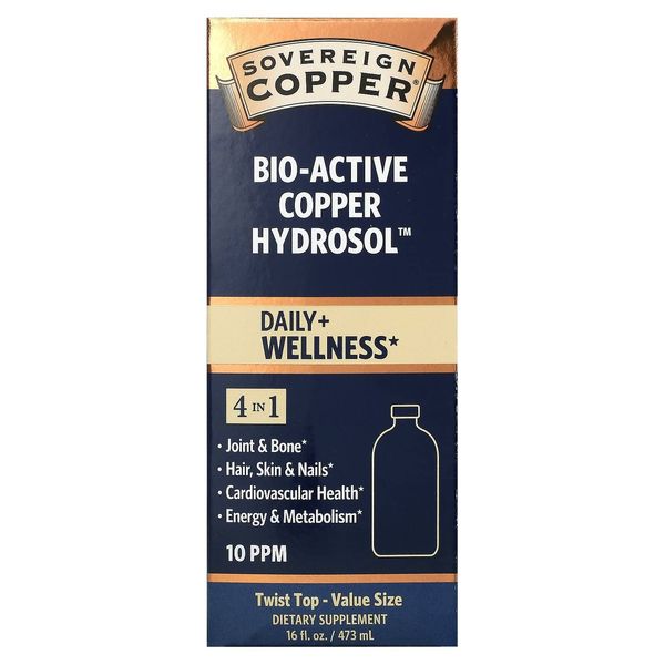 Sovereign Silver Natural Immunogenics Bio-Active Copper Hydrosol, 10 ppm 16 oz Liquid