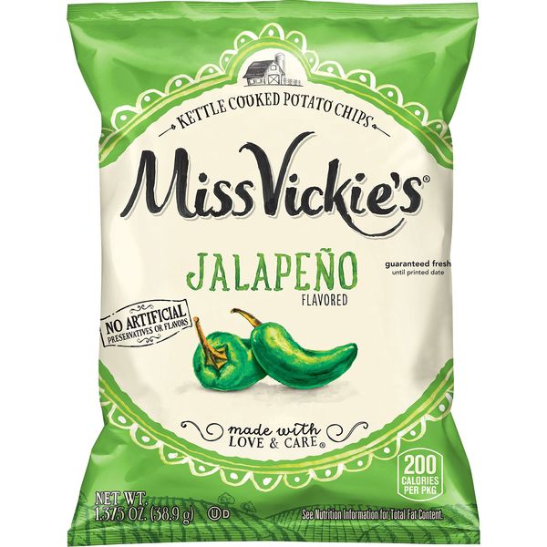 Miss Vickie's Kettle Cooked Potato Chips, Jalapeno, 1.375 Ounce (Pack of 28)