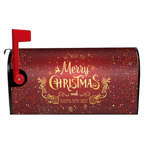 Christmas Mailbox Covers Magnetic 21" X 18" Snowflakes Reindeer Xmas Mailbox Cover Happy New Year Standard Size Mailbox Wraps Waterproof Post Letter Box Cover Winter Decorations for Garden Outdoor