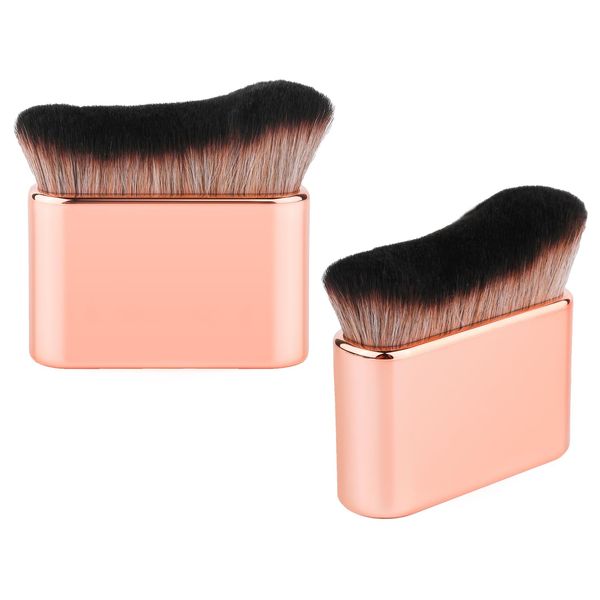 2pcs Self Tanning Brush, 3x2.7in Body Makeup Brush with Soft Bristles, Self Tanner Brush Applicator Sunscreen Brush Foundation Brush for Kabuki Legs Arms Neck Back Body Face (Rose Gold)