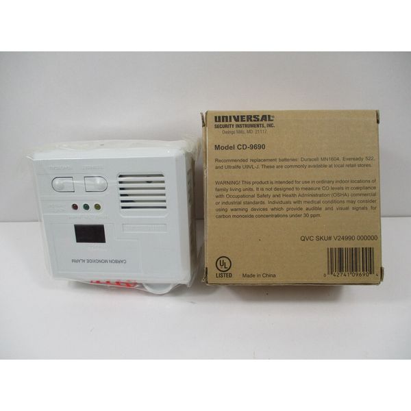 ** NEW Universal Security Instruments Carbon Monoxide Alarm Model CD-9690