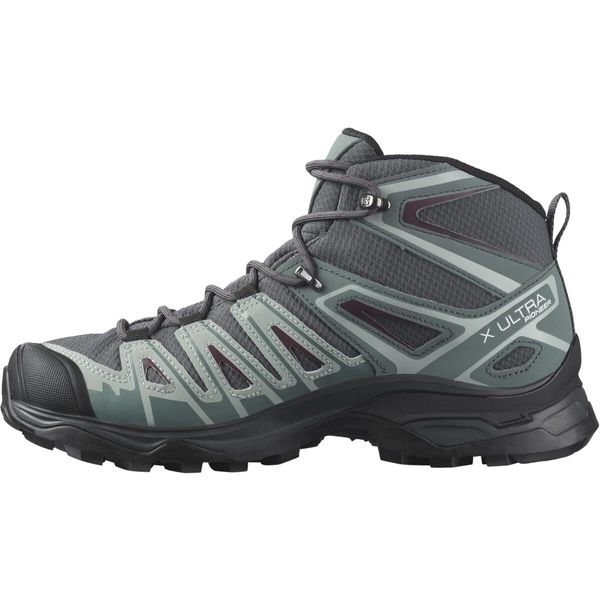 Salomon Women's X ULTRA PIONEER MID CLIMASALOMON™ WATERPROOF Hiking Boots for Women, Ebony / Stormy Weather / Wine Tasting, 8