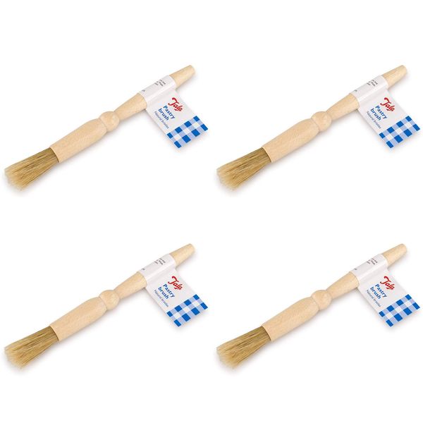 Tala Wooden Pastry Brush with Natural Bristles for Glazing (Pack of 4)