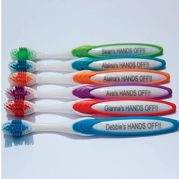 Personalized Gift Personalized TOOTHBRUSHES 5 Pack Manual Toothbrush Adults Your Choice of Colors Any Name/Message Engraved