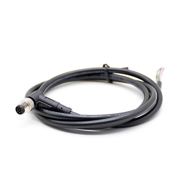 Elecbee M8 Connector Right Angle Male Single Ended Molded Cable 1 Meter (B Code 8 Pin)