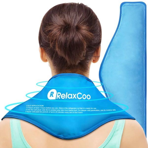 RelaxCoo Neck Ice Pack Wrap, Reusable Gel Ice Pack for Neck Shoulders, Cold C...