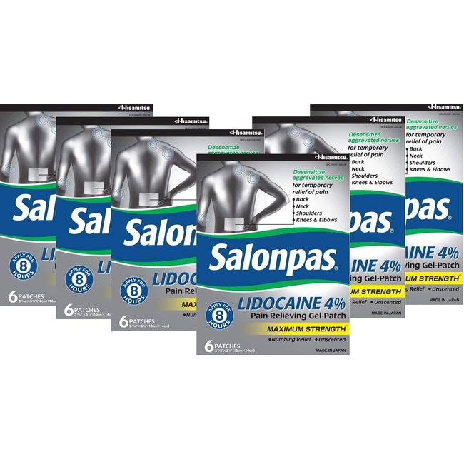 Salonpas LIDOCAINE Special 6 PACK Pain Relieving Maximum Strength Gel Patch!