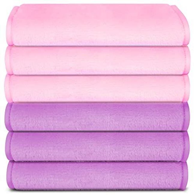 6 Pcs Microfiber Makeup Cloth Reusable Face Towels Makeup Remover Washcloths