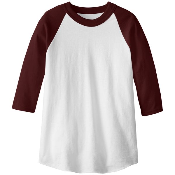 MJ Soffe Kid's 3/4 Sleeve Baseball Jersey, X-Small, Maroon