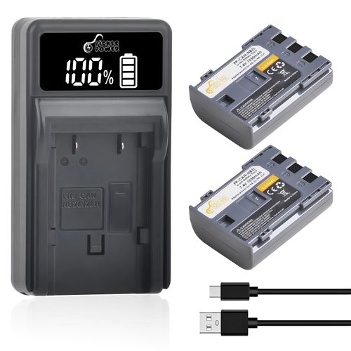 Pickle Power NB-2L NB-2LH Battery 2-Pack and LED Dual Charger for Canon Rebel XTi XT, PowerShot G7 G9 S80 S70 S60 S50 S45 S40 S30, EOS 350D 400D and More