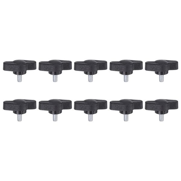 sourcing map 10pcs Tee Wing Knobs Thumb Screws M4 x 6mm Standard Male Thread Plastic T/Z Knobs Adjustable Handles Hand Clamping Thumbscrew, Black