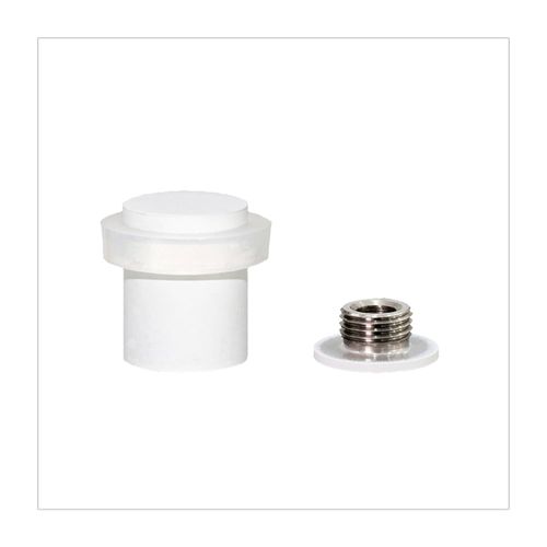 EVI Door Stops | White Stainless Steel Door Stopper - Screw Fastening - White Rubber Protector - 0.79 x 0.99 Inch Door Stop