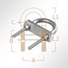 LYSEL Eye bracket, bracket, round steel bracket, U-clamp, M4 x 62 mm