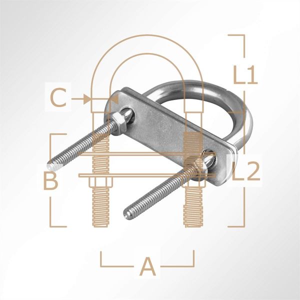 LYSEL Eye bracket, bracket, round steel bracket, U-clamp, M4 x 62 mm
