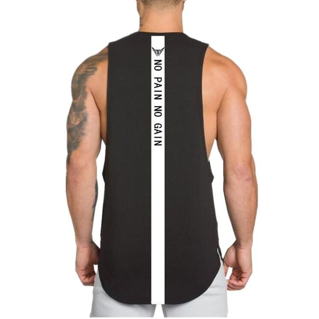 WAZZAP Herren Tank Top Ärmellos Fitness Muskelshirt NO Pain NO GAIN für Gym Workout Sport Bodybuilding