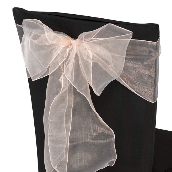 WedDecor Organza Sashes for Chair Covers Fuller Bow Ribbons in Rose Gold for Banquet, Birthday, Anniversary, Christmas Parties, Event Decoration, 1 Piece