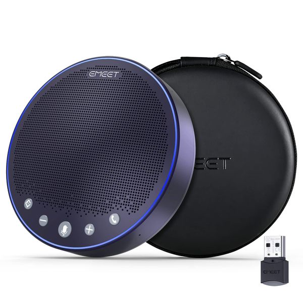 EMEET M3 Meeting Microphone Speaker, Bluetooth Speaker Phone, 360˚ Omnidirectional Sound Collection, High Sensitivity Microphone, Suppressing Howling and Noise Cancellation, 18h Continuous Two-Way