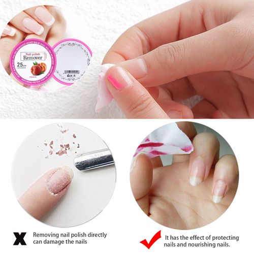 50PCS Nail Polish Remover Pads, Gel Nail Wipes Nail Paint Remover Nail Varnish Remover Pads Easy to Carry Instant Removal Nail Wipes (Strawberry, Peach)