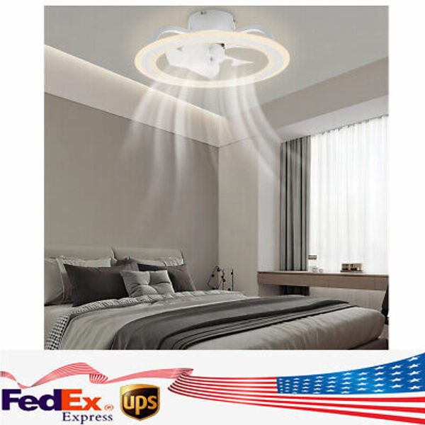 LED Ceiling Fan Light 19" White Chandelier Lamp + APP Control Dimmable