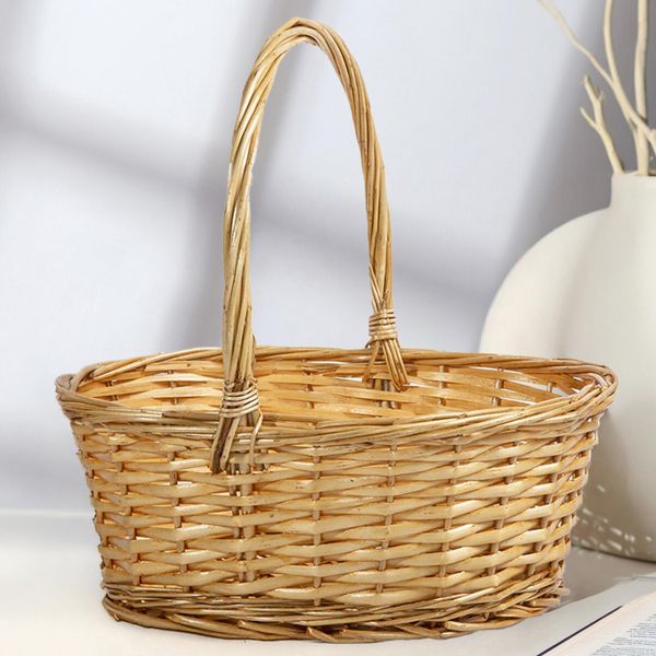 HomeZone Create Your Own Gift Baskets Easter Hamper Baskets For Gifts Empty Large Basket Egg Hunt Basket for Kids Ideal for Picnics, Storing Easter Eggs Candy, Spring Decoration DIY Storage for Bread