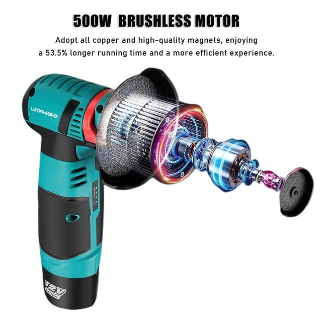 Brushless Cordless Angle Grinder, 12V 19500rmp Mini Grinding Machine Power  Tool Rechargeable Polisher Angle Grinder Cutter Grinding Machine