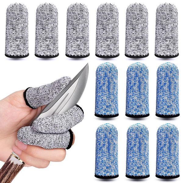 iTYOOS 12 PCS Finger Cots Cut Resistant Protection Finger Covers for Cuts Anti Cutting Finger Cover Cut Resistant Protection for Kitchen, Garden, Work